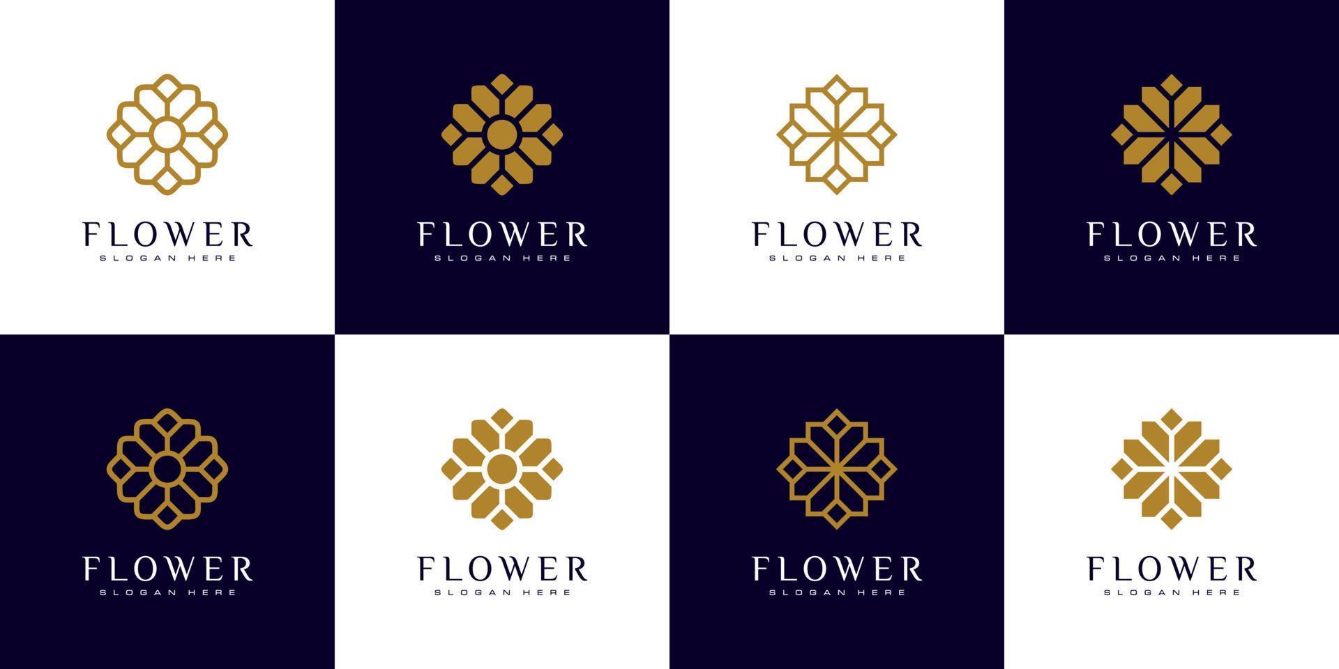 conjunto de plantilla de diseño de vector de logotipo de flor