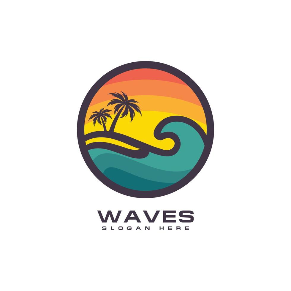 wave circle logo vector premium