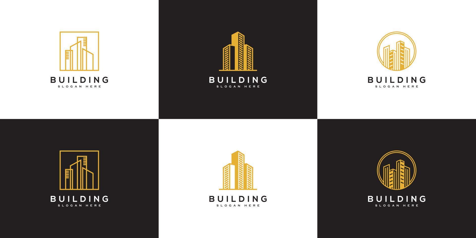 conjunto de edificio logo edificio de la ciudad vector