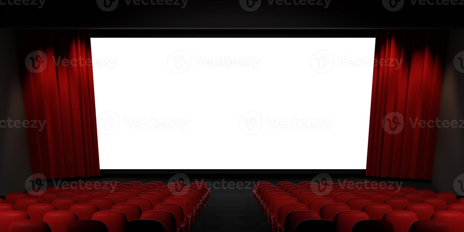 Cinema screen 3D rendering. Cinema mock-up screen. 3D rendering photo