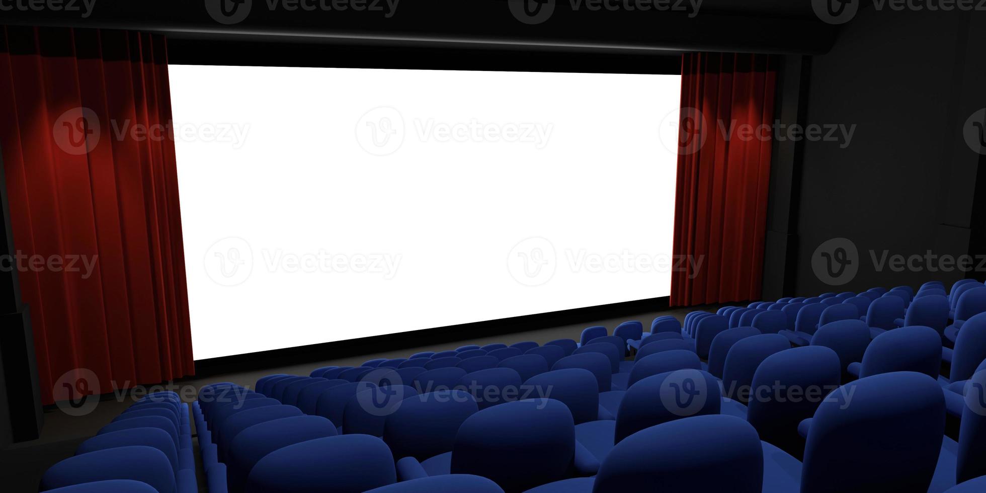 Cinema screen 3D rendering. Cinema mock-up screen. 3D rendering photo