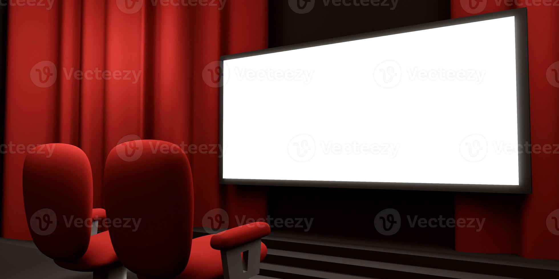 Cinema screen 3D rendering. Cinema mock-up screen. 3D rendering photo