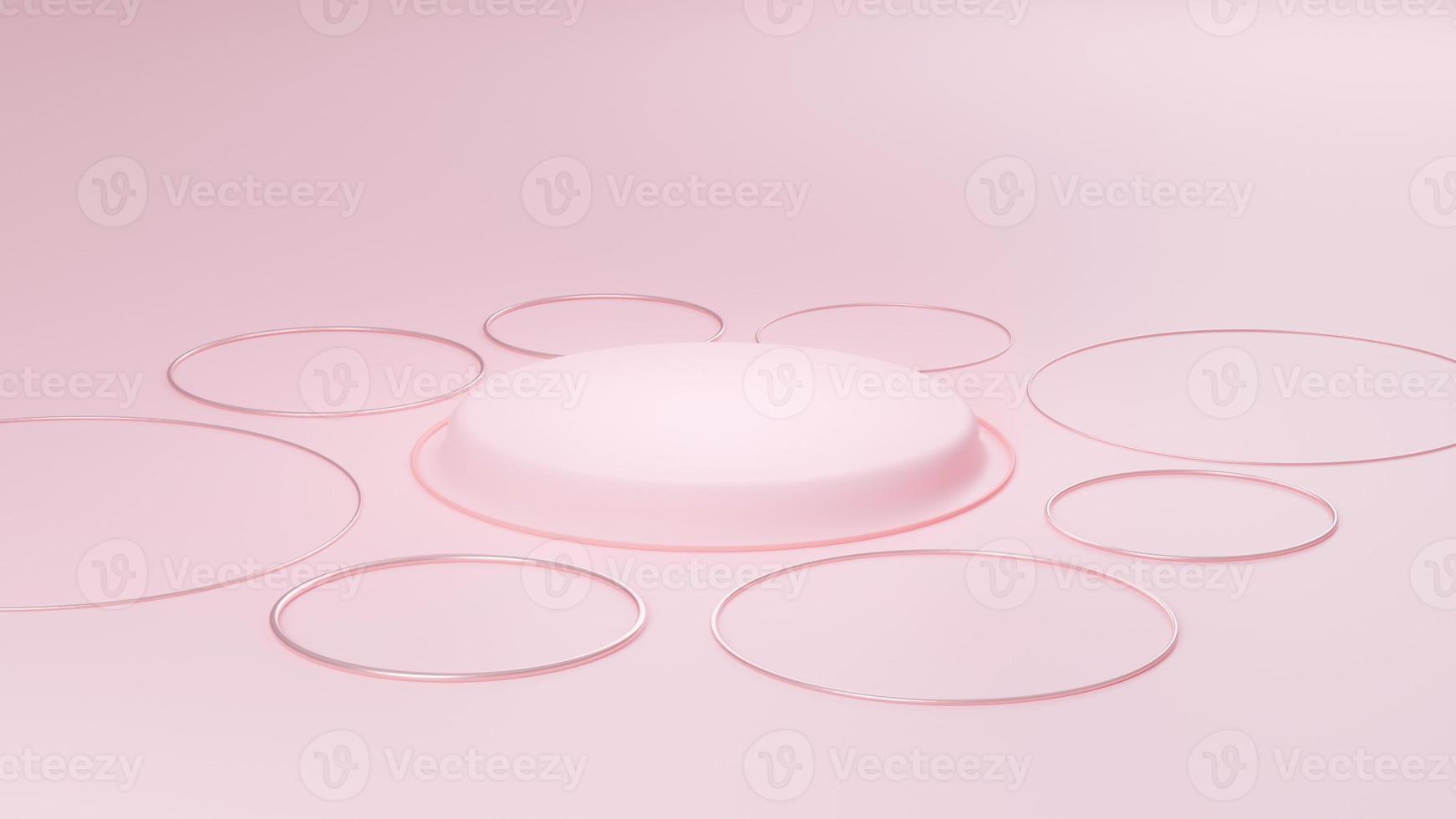 3D Podium fashion with soft pink podium and ring concept. 3D Rendering photo