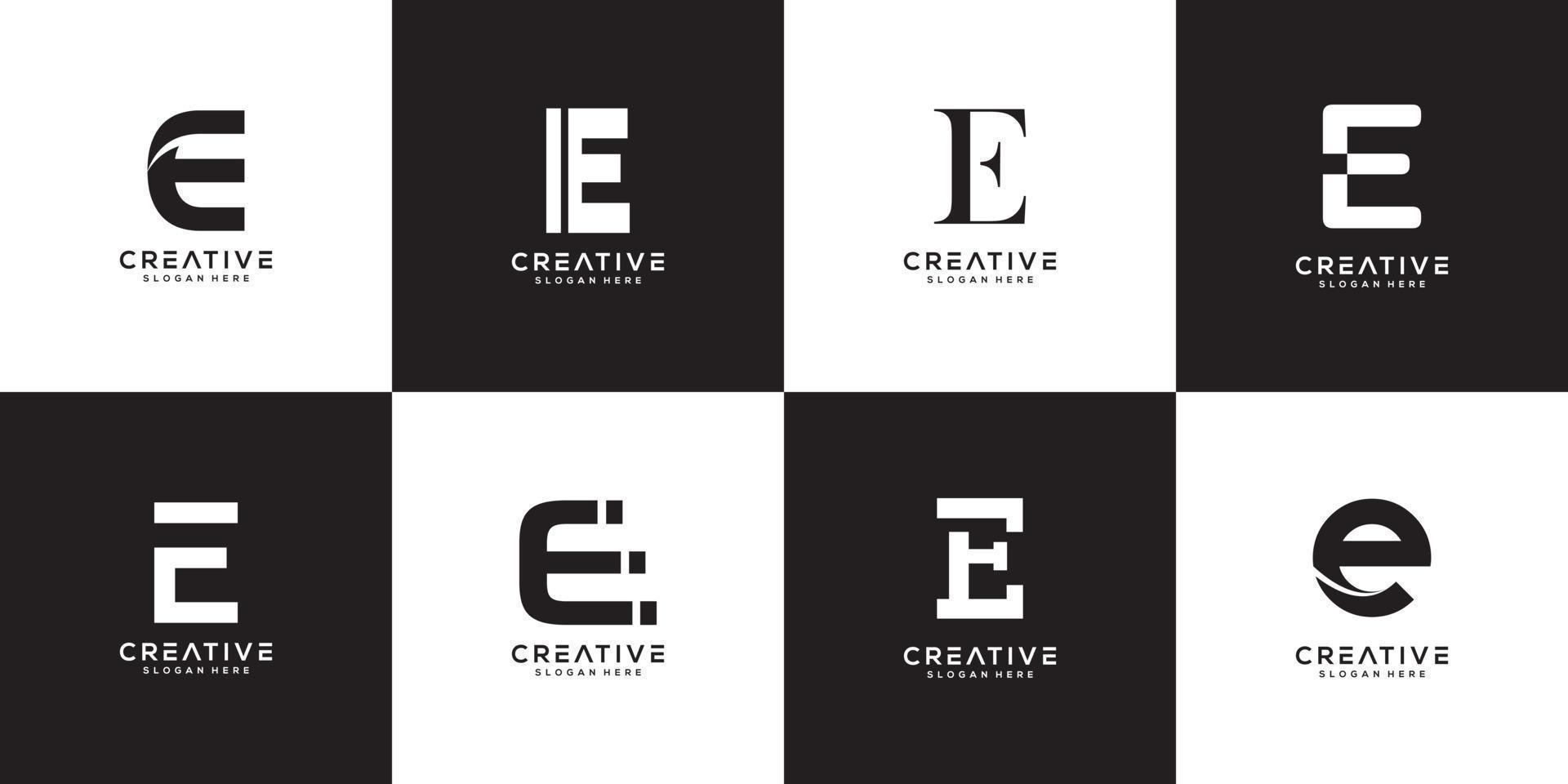 Set of initial letter E logo design template vector