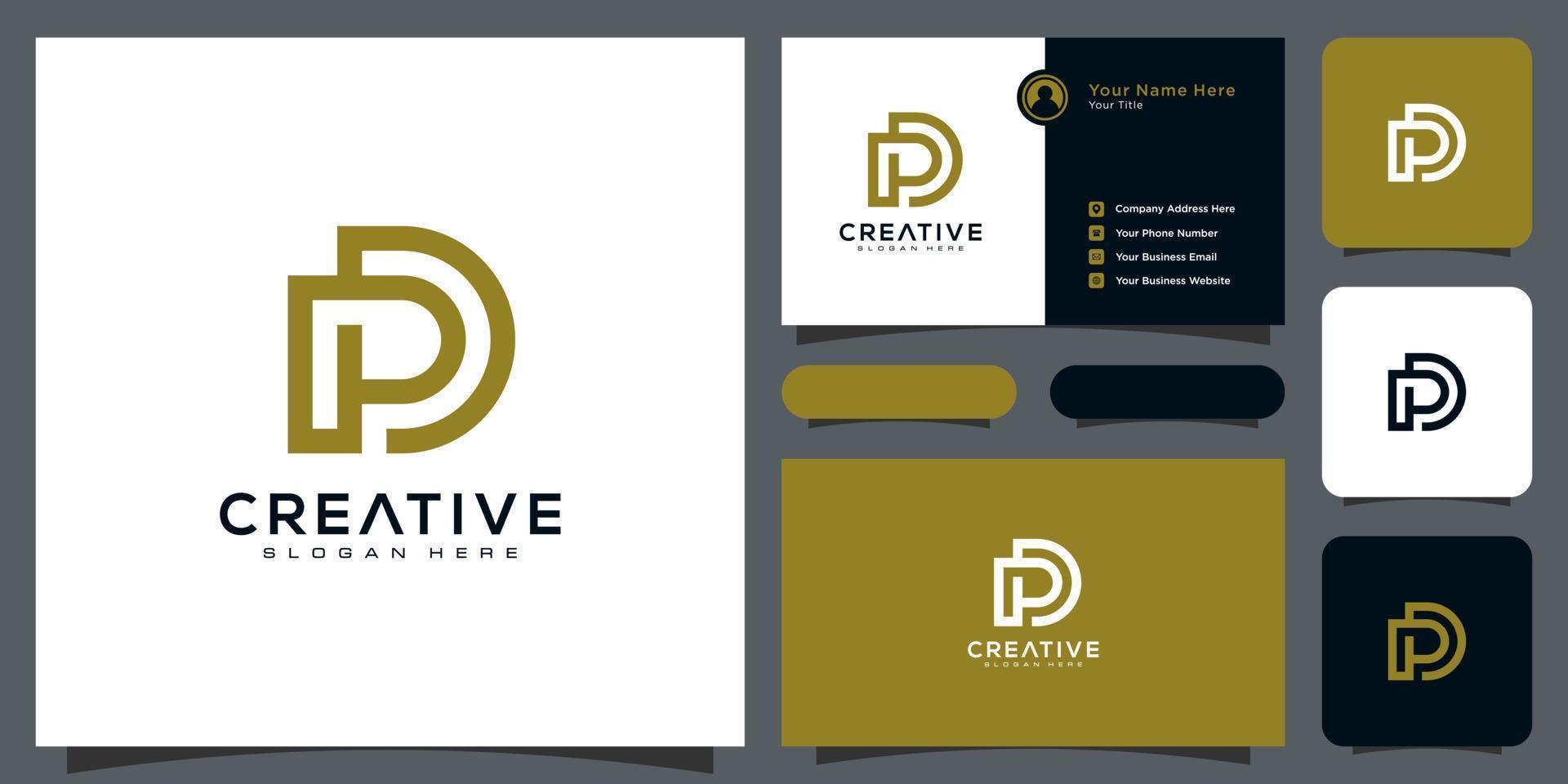 Abstract letter DP. minimal logo design template vector
