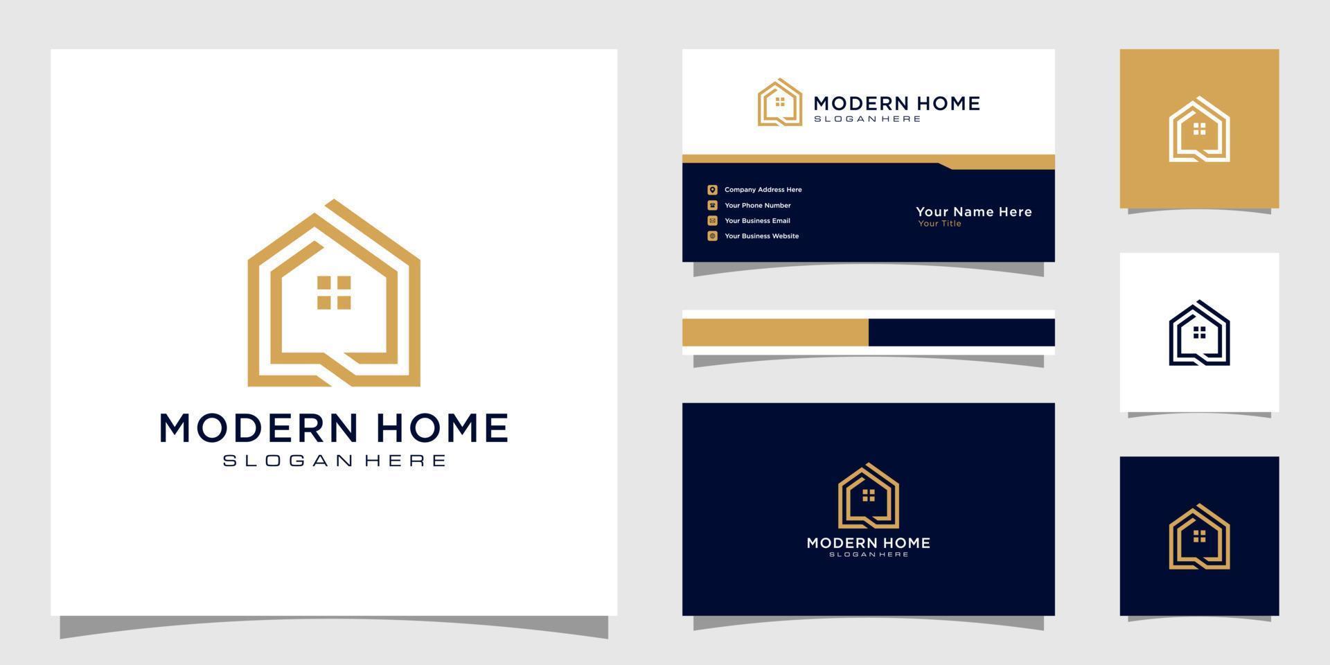 build house logo with line art style. home build abstract for logo and business card design vector