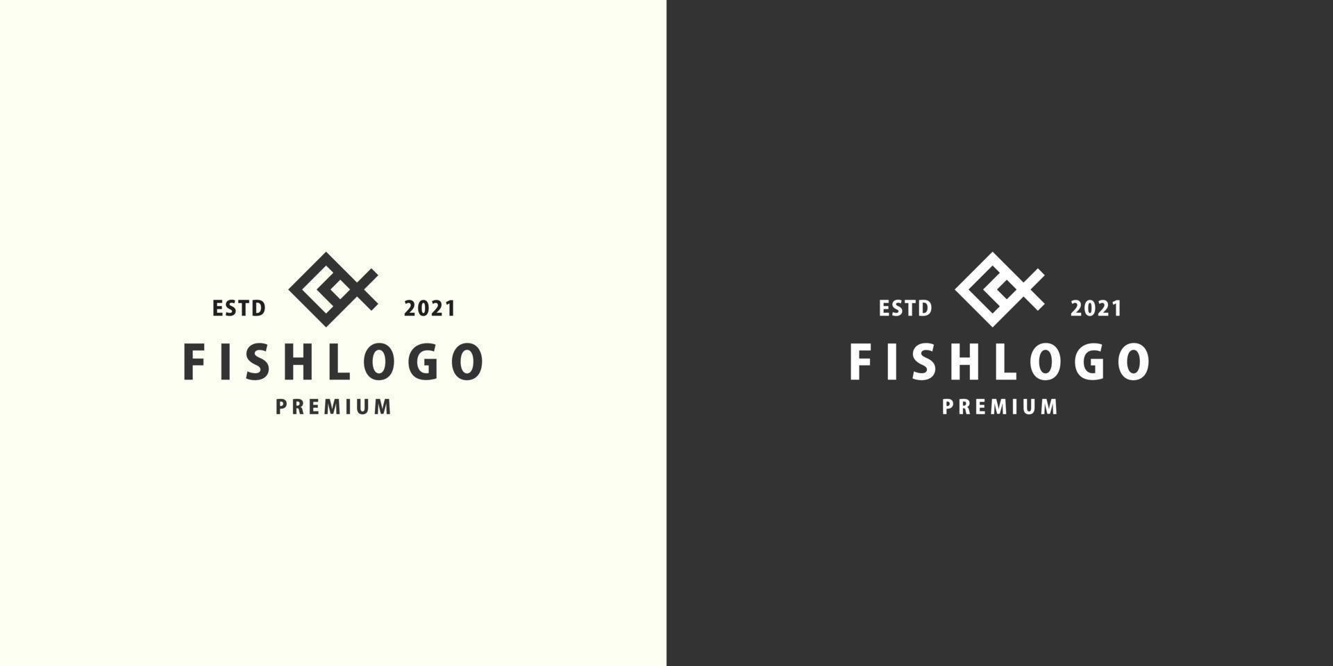 fish line logo vector design premium
