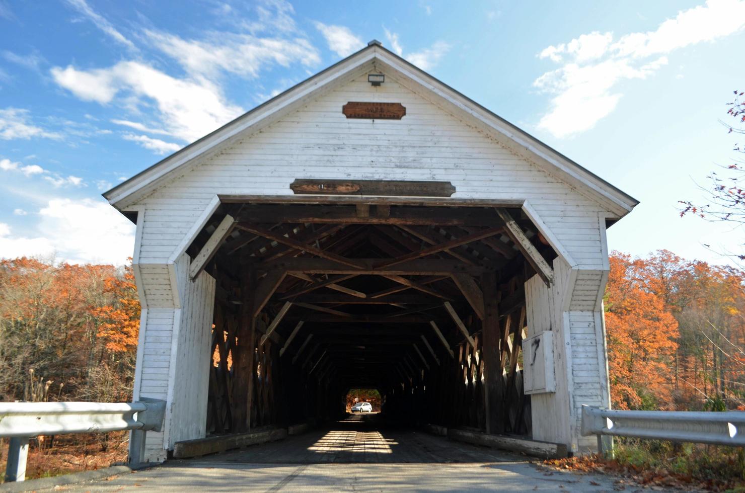 Vermont covered bridge in the fall photo