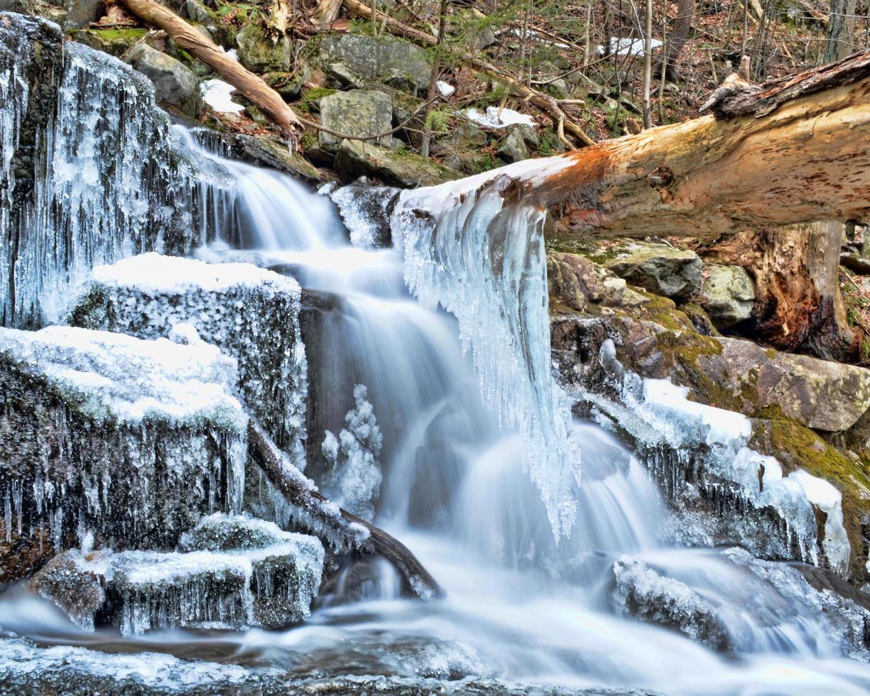 Frozen waterfall in winter photo