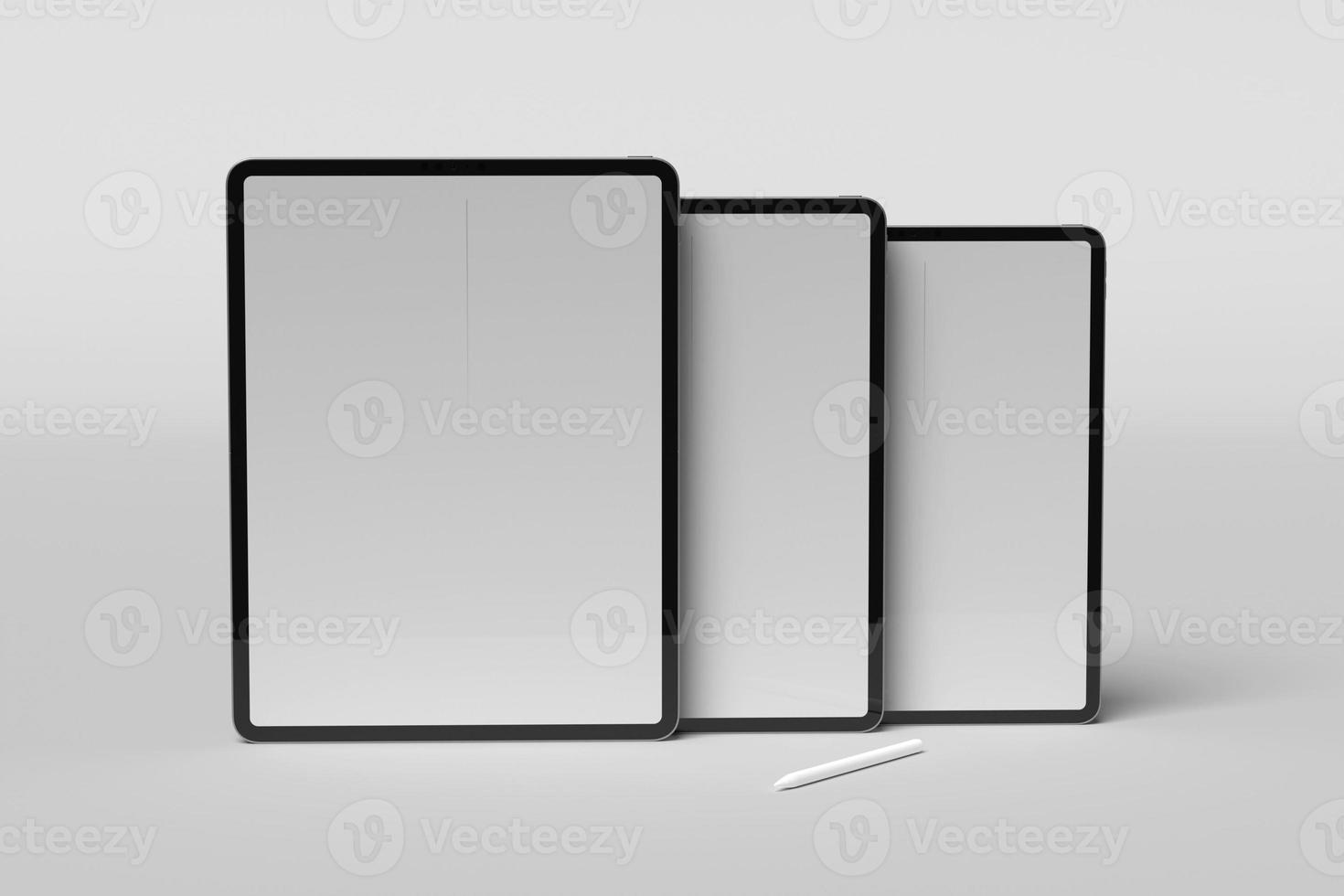 pantalla de tableta con maquetas en blanco de teléfonos inteligentes foto