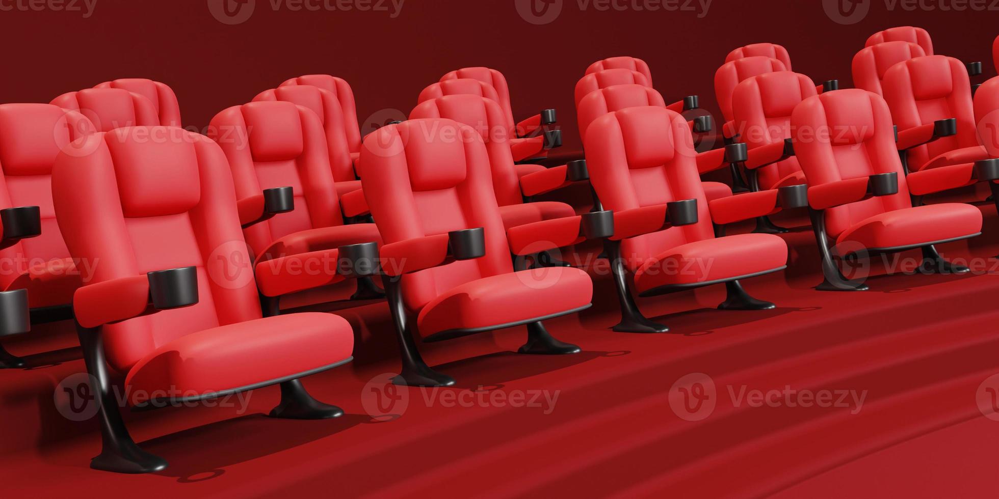Cinema movie background concept. Cinema seat watch movie concept with copy space. 3D rendering photo