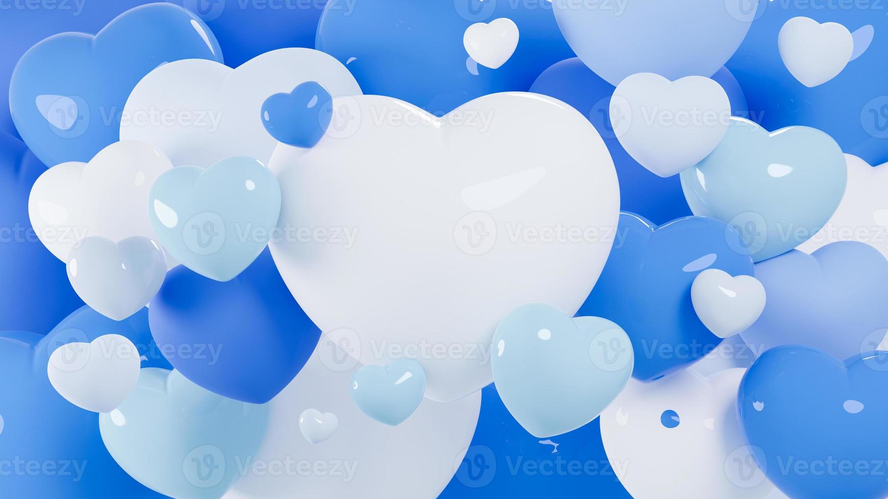 Blue heart balloon background with copy space. Father day concept. 3d renndering photo