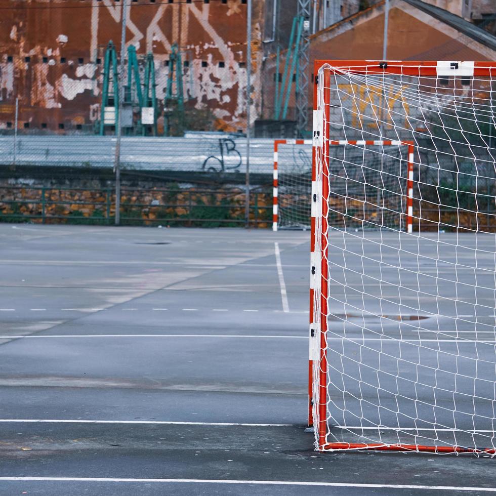 old street soccer goal, sports equipment photo