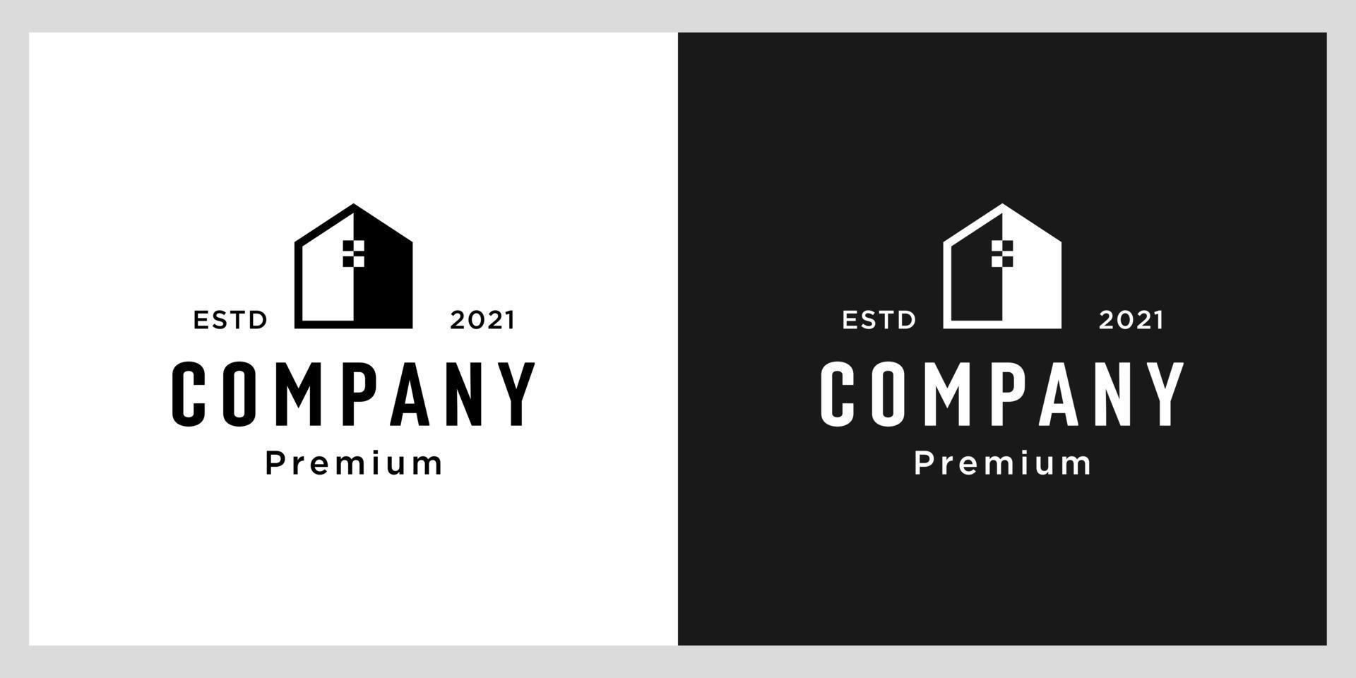 negative space home logo design template vector