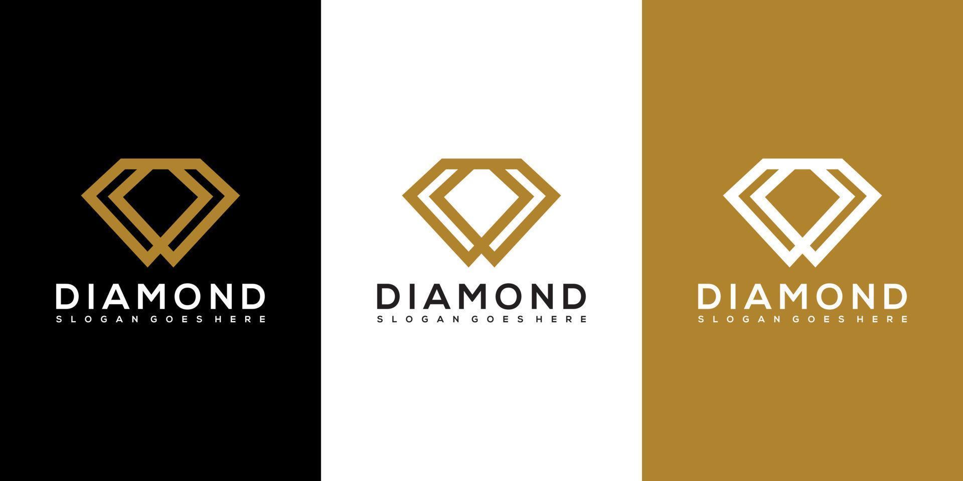 diseño de vector de logotipo de diamante línea mono