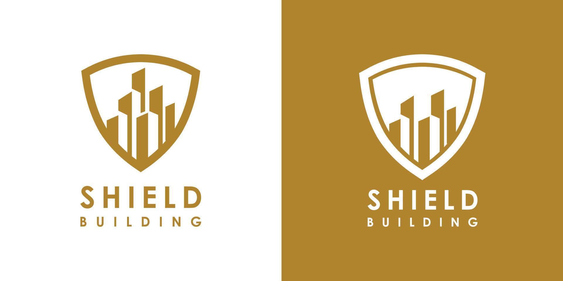 building shield logo design vector