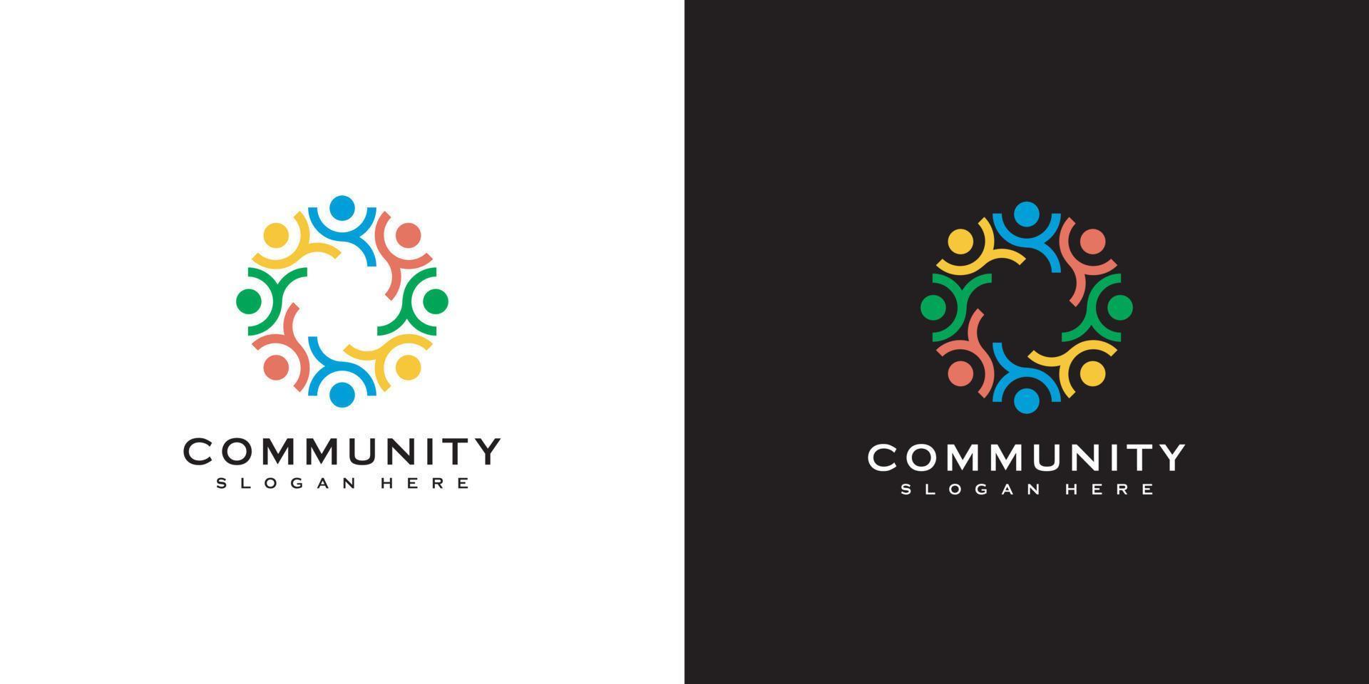 teamwork people community logo design vector