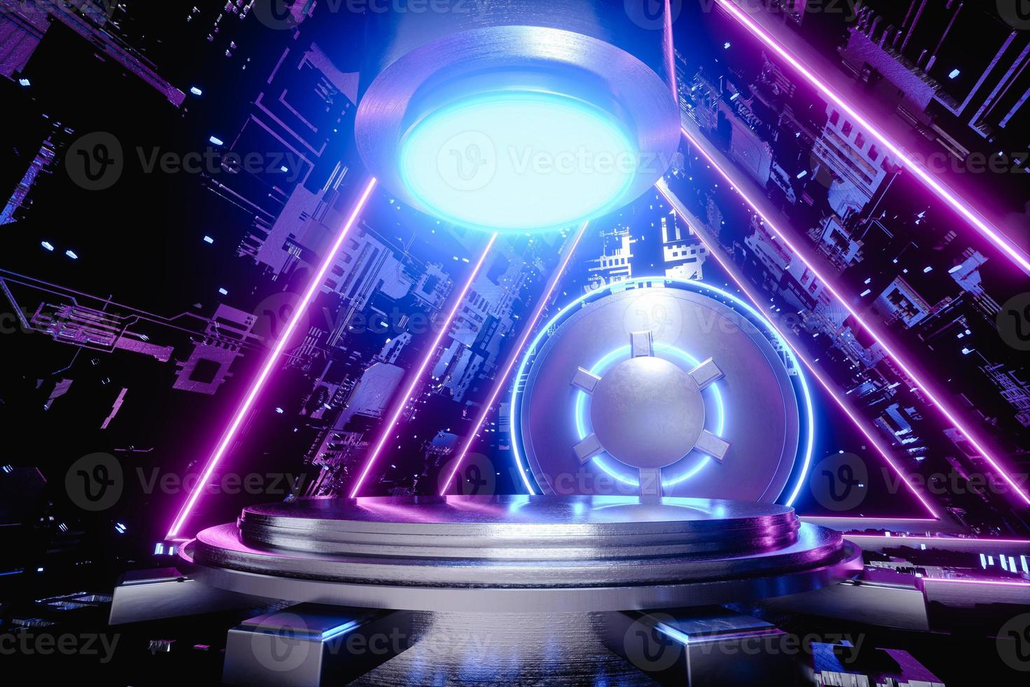 3D Illustration. Empty futuristic podium for product presentation. 3d render photo