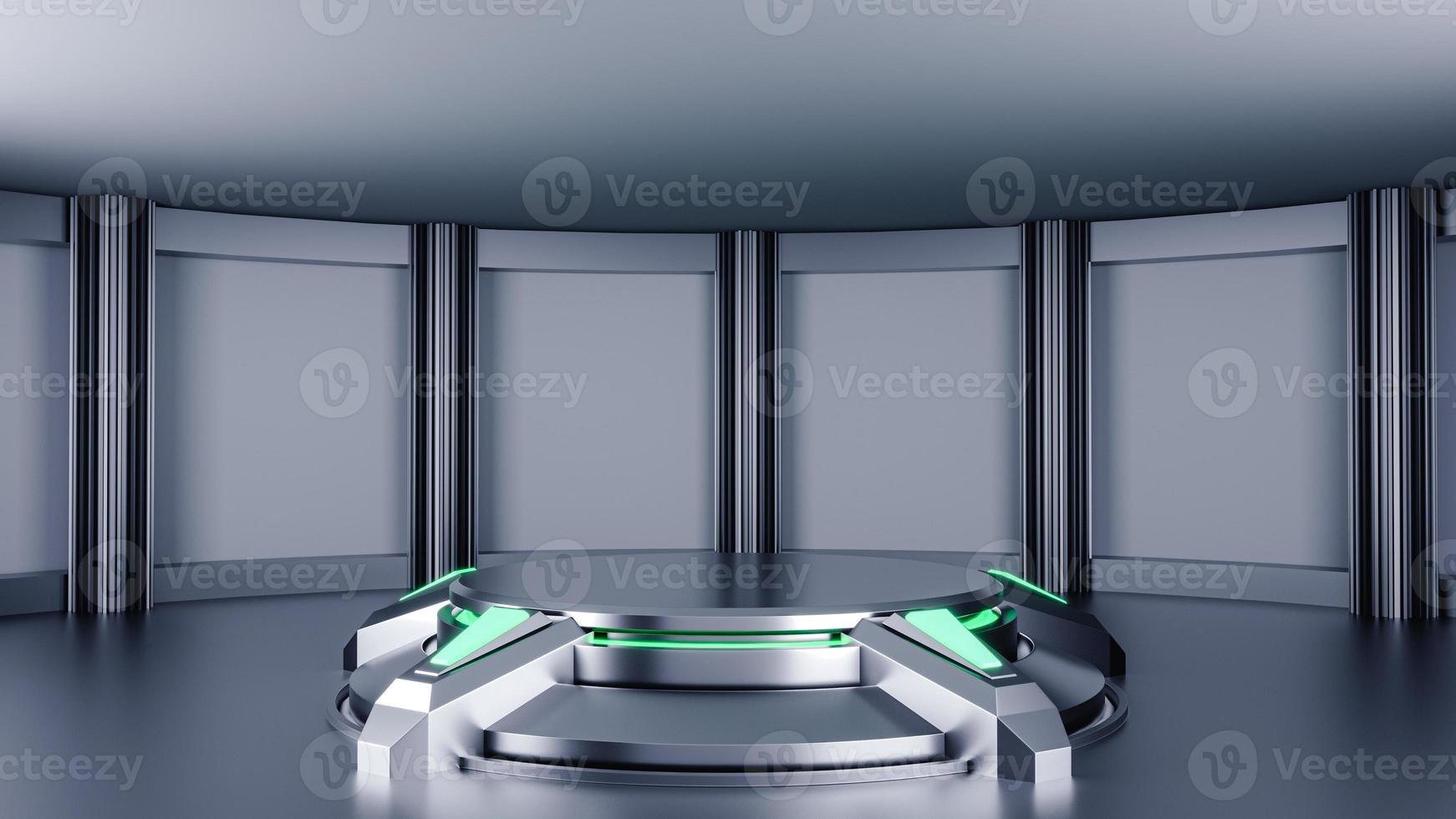 3D Illustration. Futuristic podium for product display. Futuristic and Sci-fi scene. photo