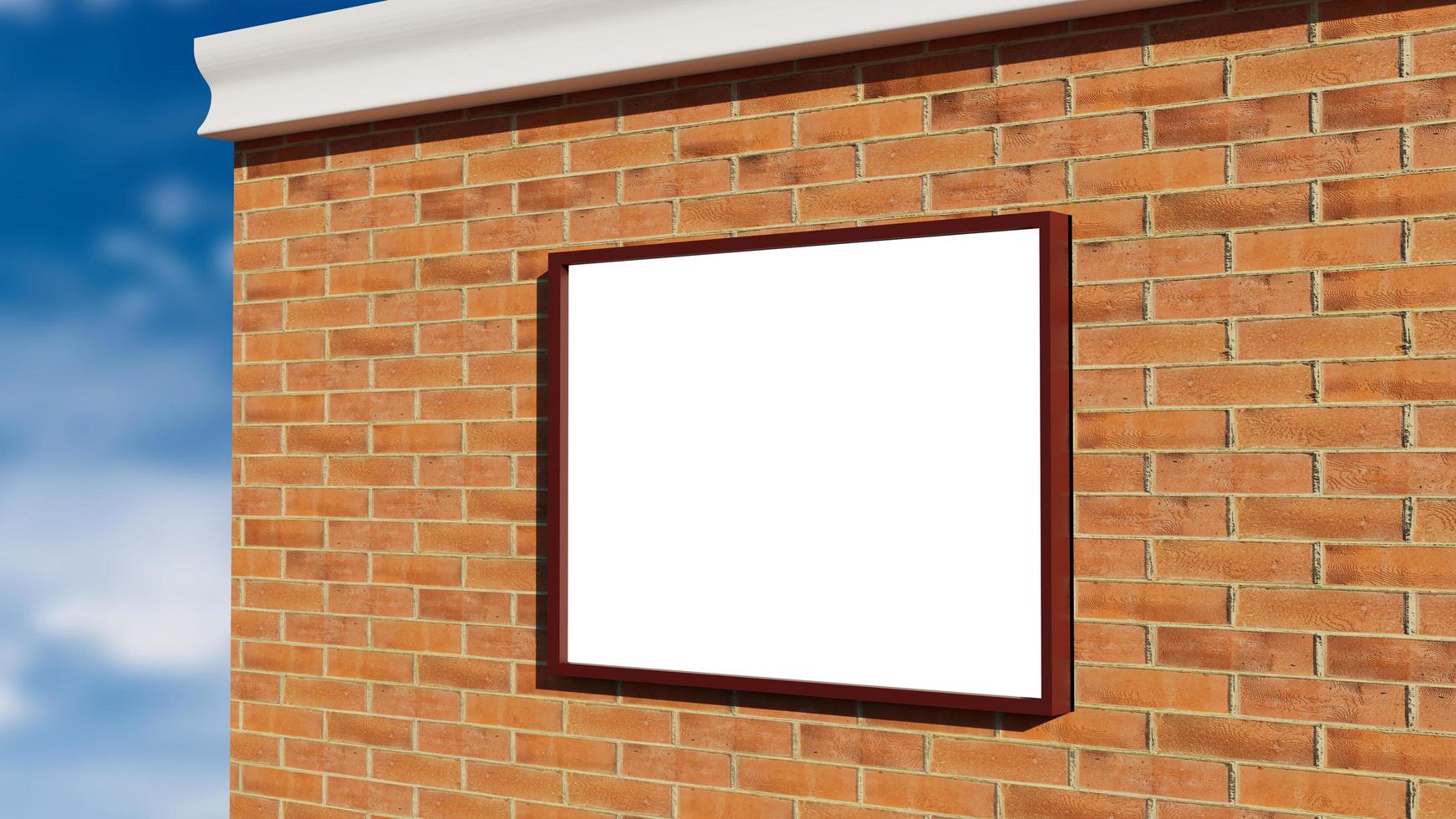 blank square realistic wall signage mockup photo