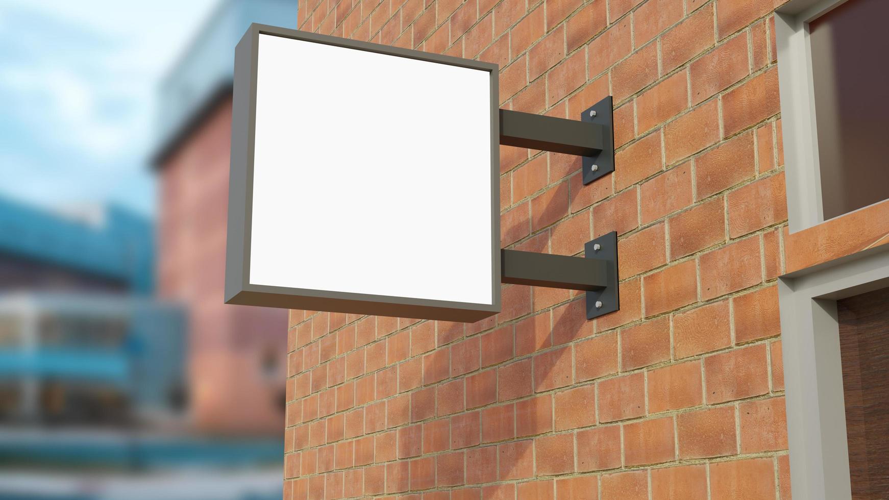 blank square realistic wall signage mockup photo