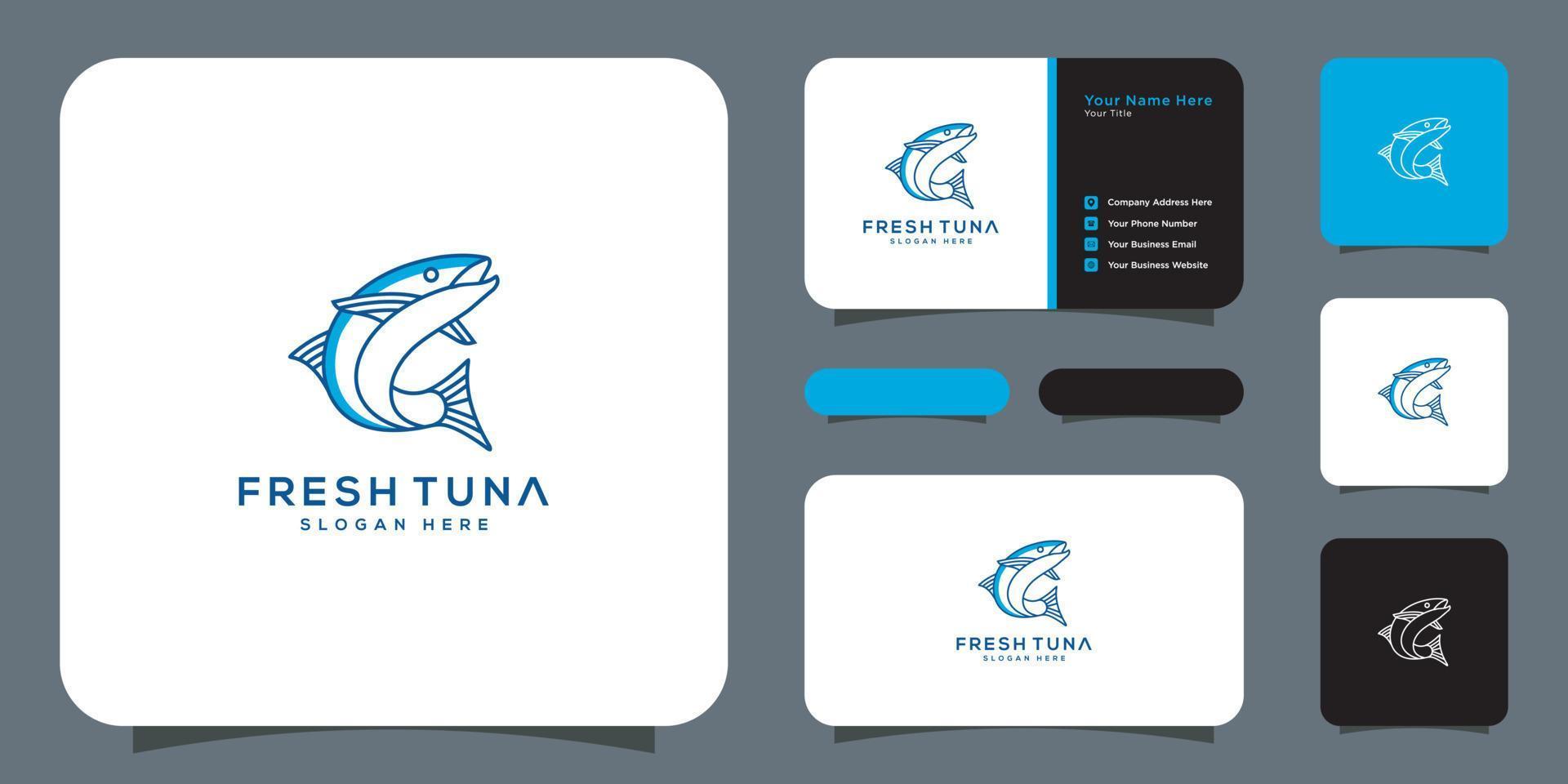 atún logo vector diseño y tarjeta de visita