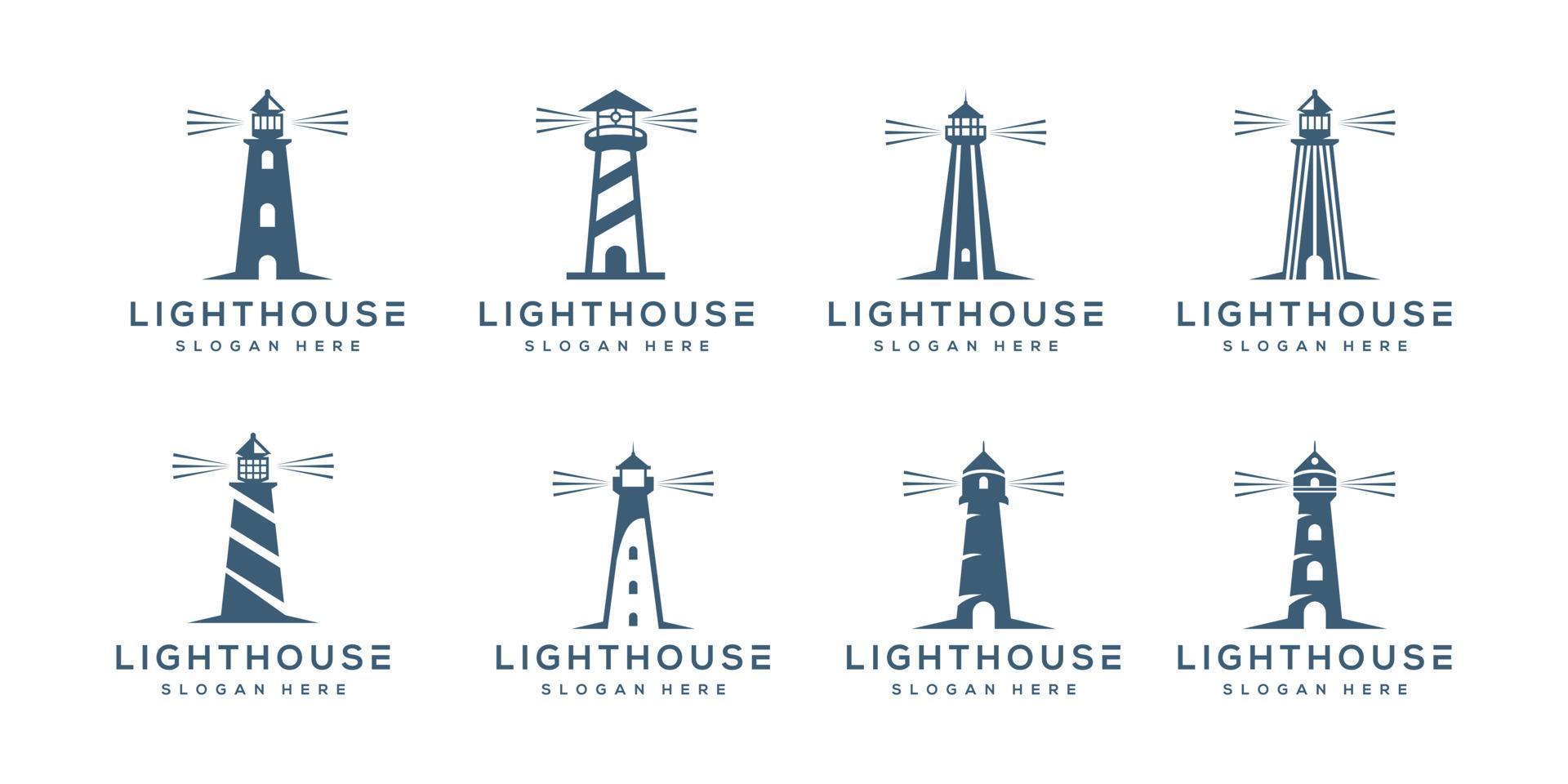 set of Lighthouse logo vector design