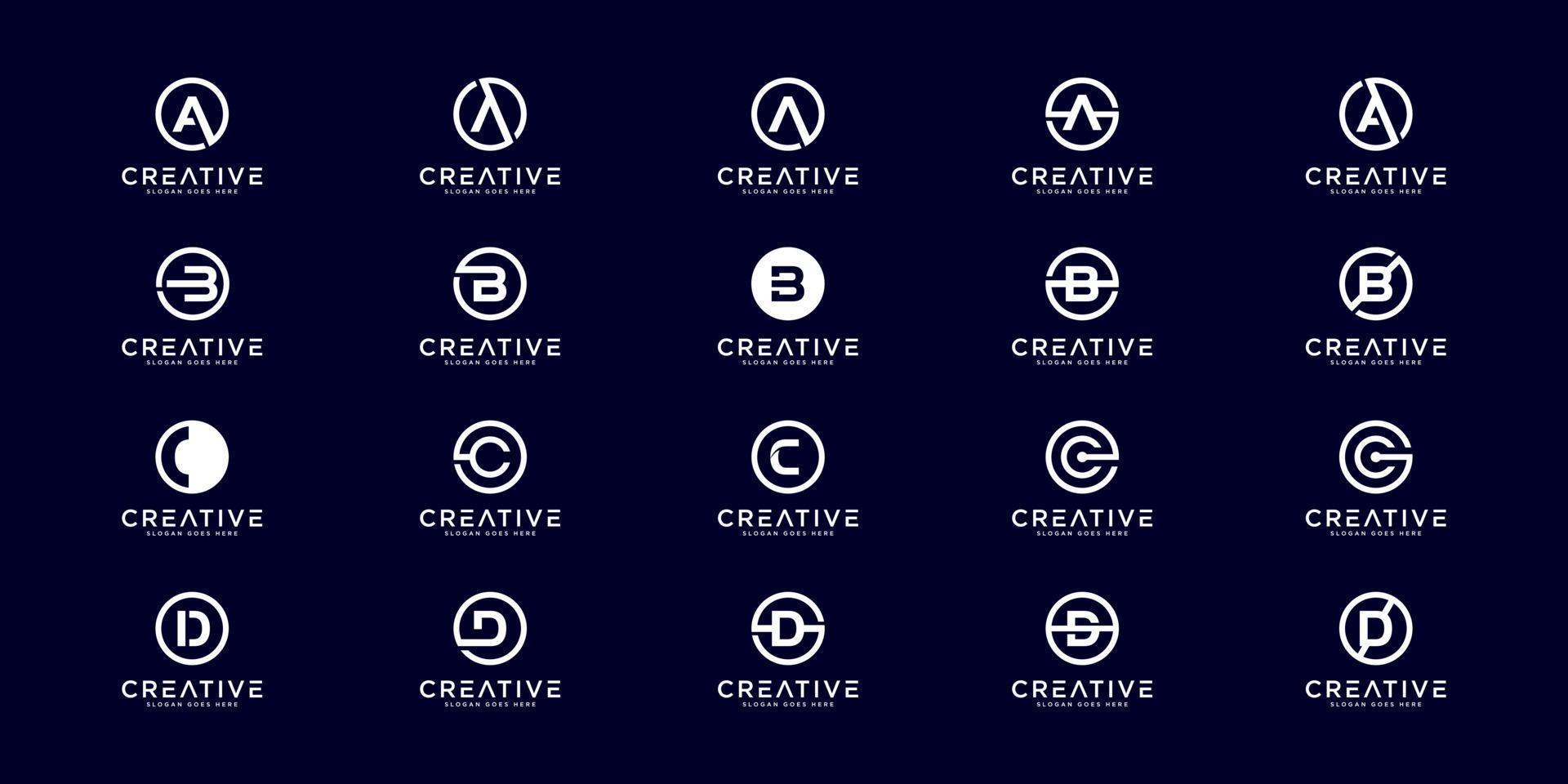 Set of initial letter a,b,c and d logo design template. icons for business of luxury, elegant, simple vector