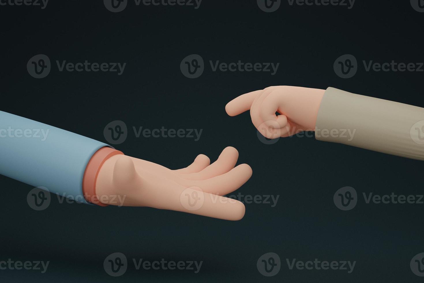 hand holding hands.Valentine's day. Take my hand lettering. Female and male hands together. Couple in love.3D rendering illustration. photo