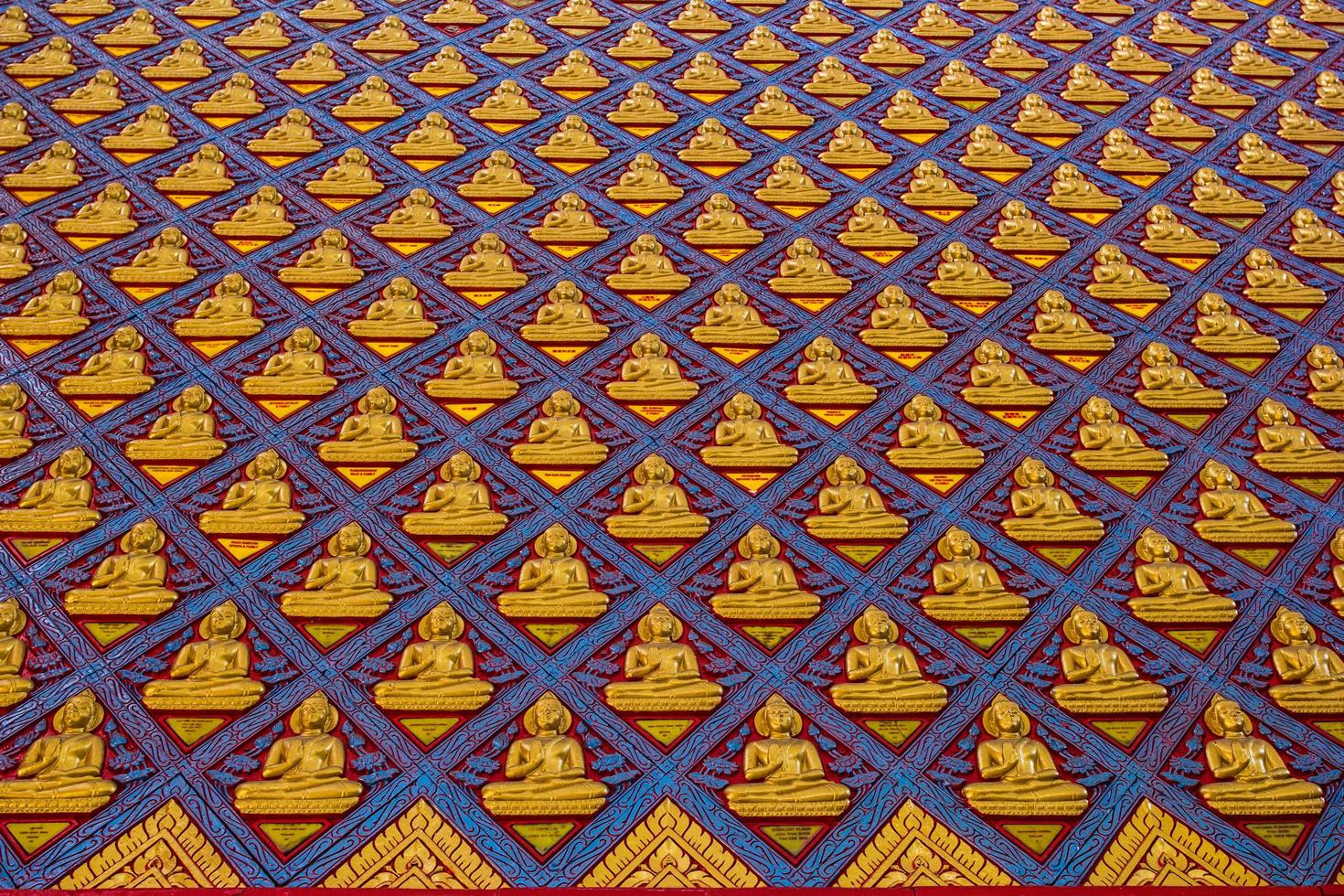 DOF of Many Golden Buddha statue in Thai Temple, Malaysia photo