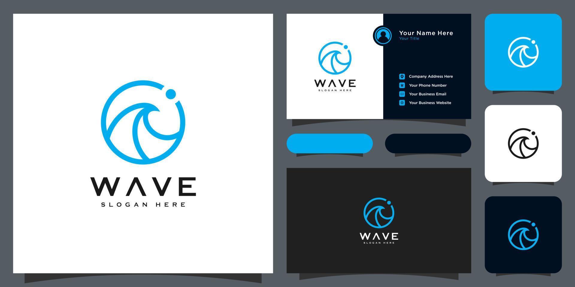 Wave circle logo vector design and business card