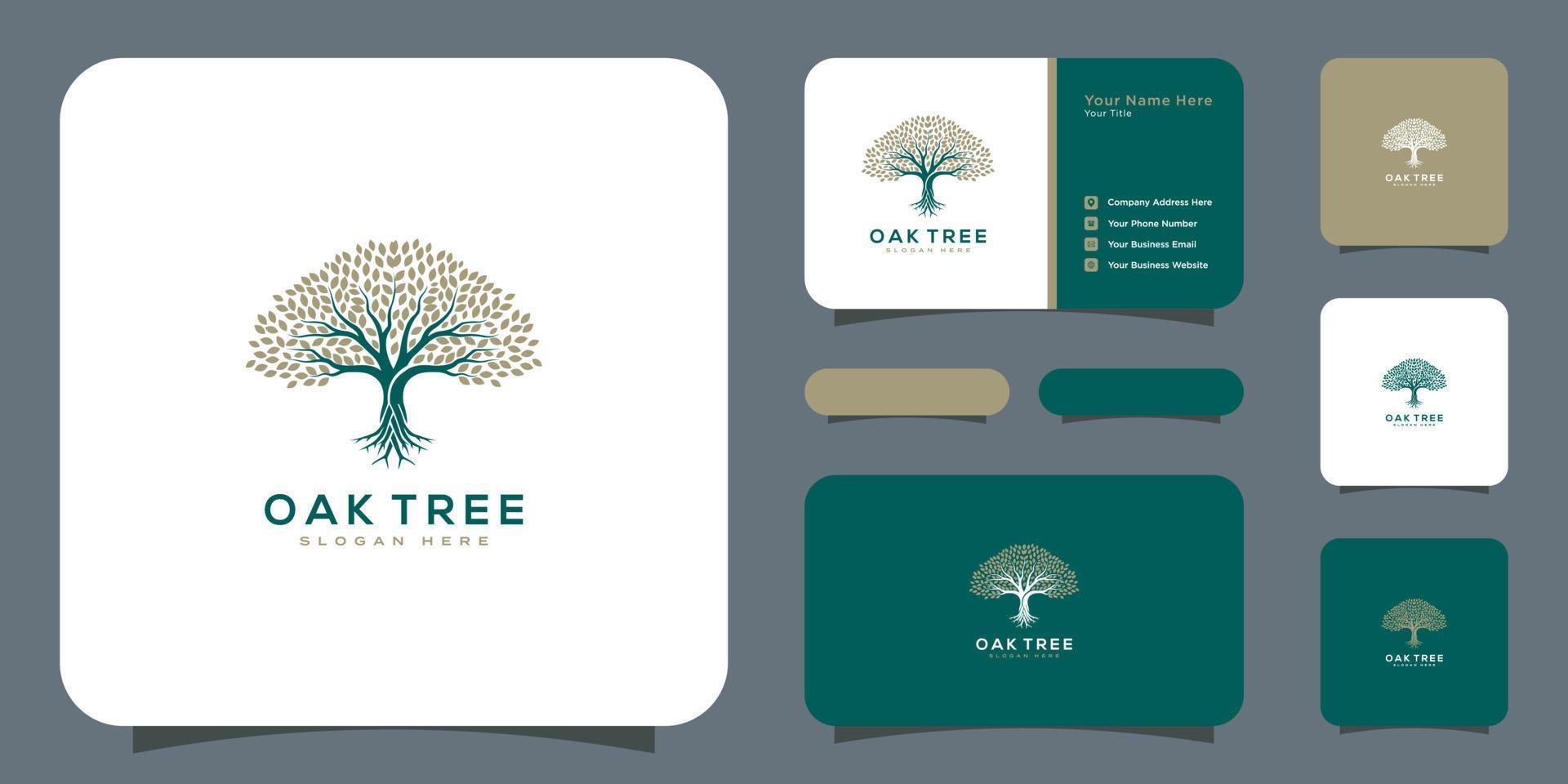 black oak tree logo and roots design vector