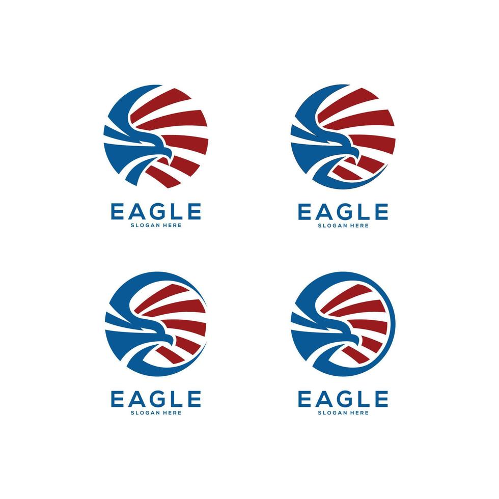 Eagle Head circle logo vector abstract set