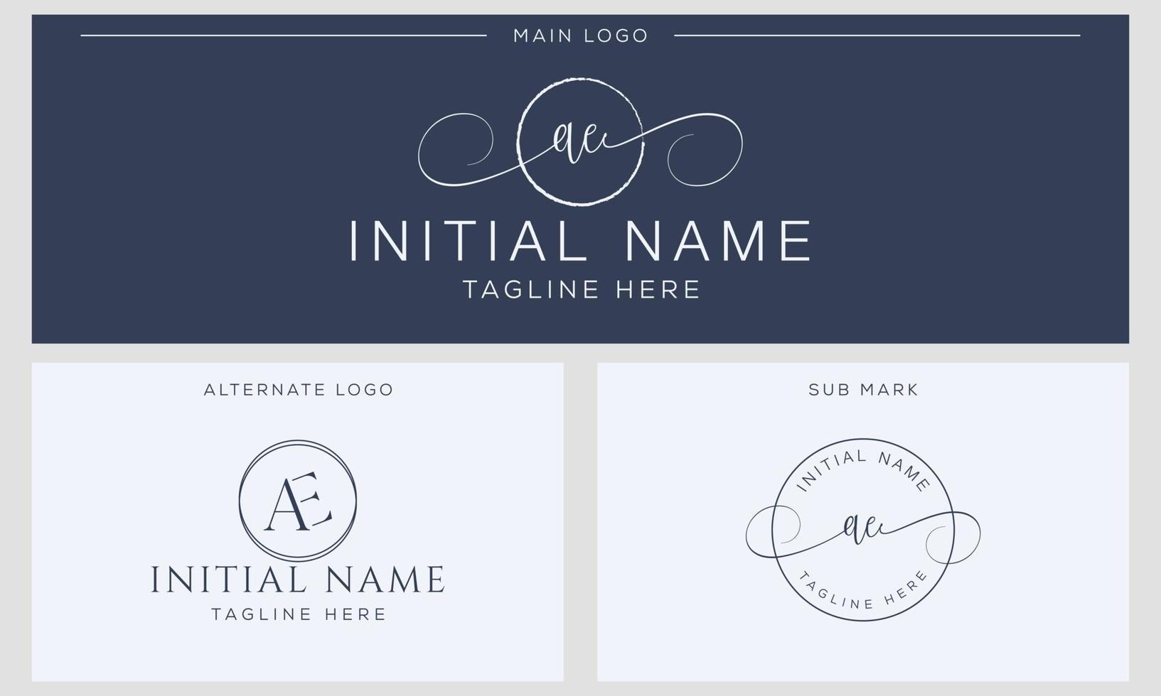 A E EA Initial handwriting signature logo template vector. Hand lettering for designs vector