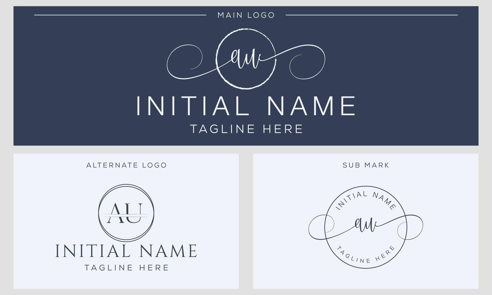 A U AU Initial handwriting signature logo template vector. Hand lettering for designs vector