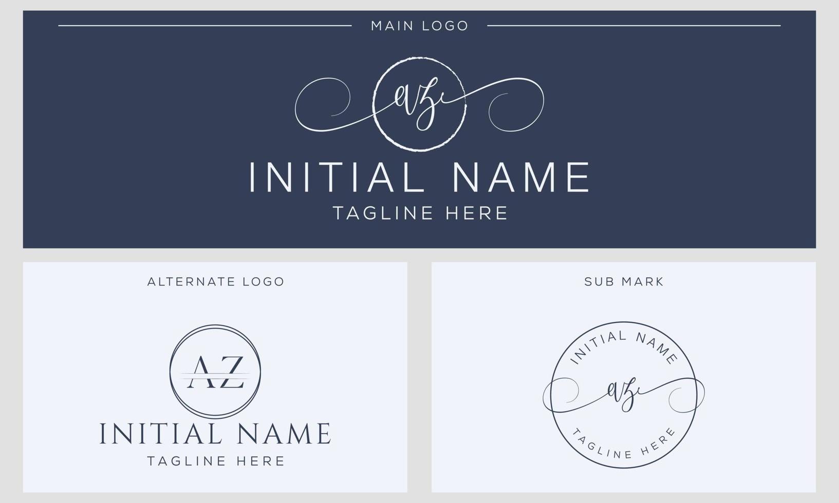 A Z AZ Initial handwriting signature logo template vector. Hand lettering for designs vector