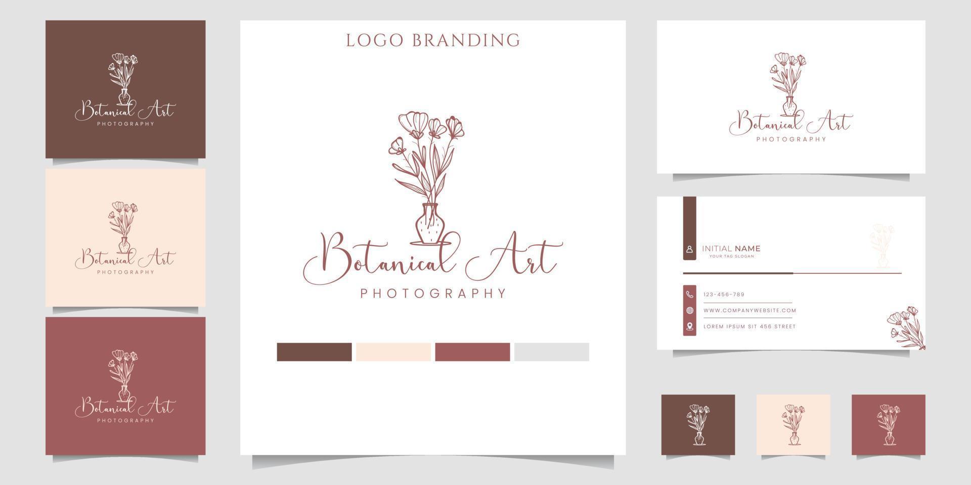 Beauty logotype with botanical ornaments with business card template Vector