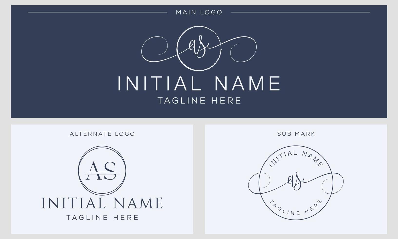 A S AS Initial handwriting signature logo template vector. Hand lettering for designs vector