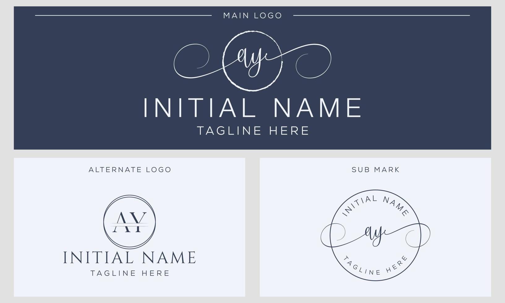 A Y AY Initial handwriting signature logo template vector. Hand lettering for designs vector