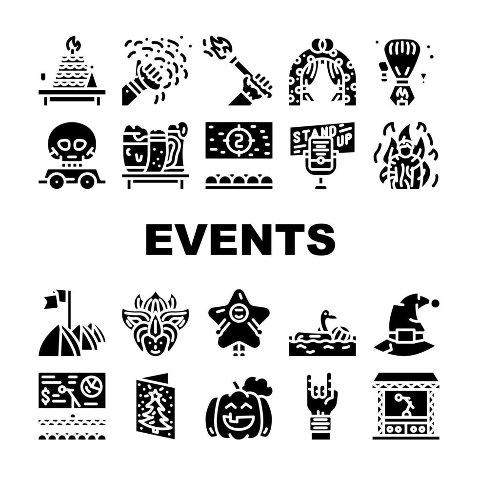 iconos de colección de eventos y festivales establecidos vector