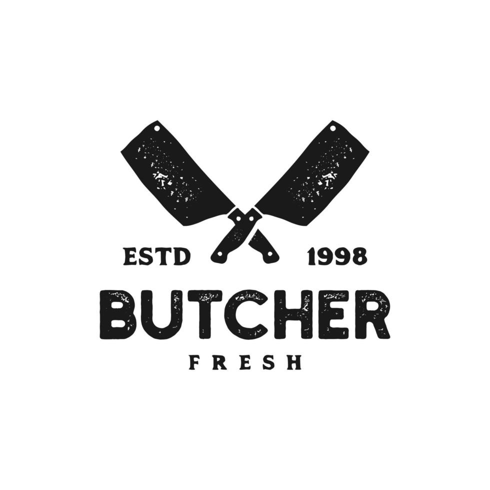 Vintage Retro Butcher shop label logo design template illustration vector