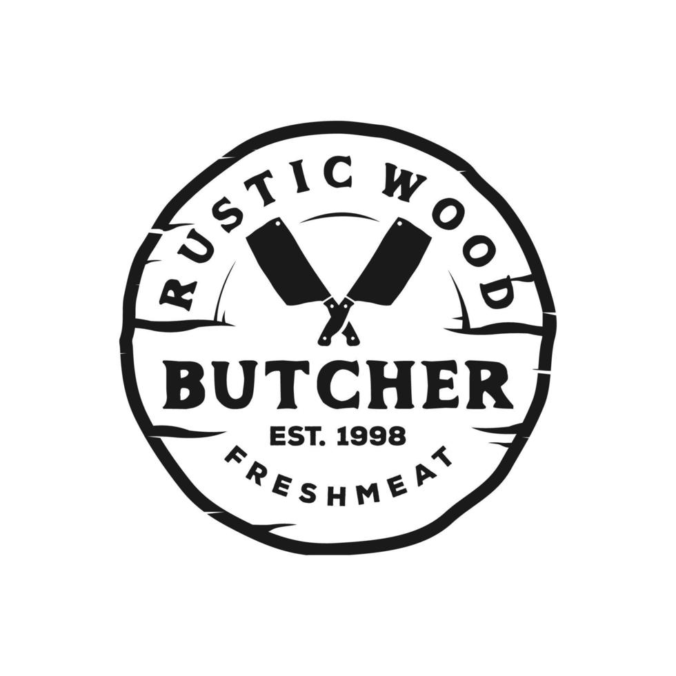 Vintage Retro Butcher shop label logo design template illustration vector