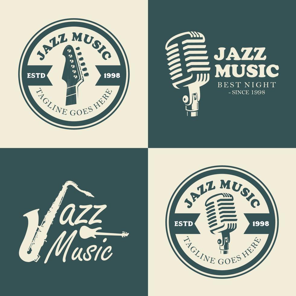Jazz music party logo and badge design. vector