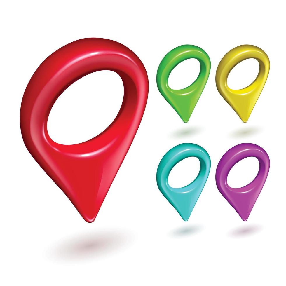 Gps Pointer Multicolor Navigate Locate Set Vector