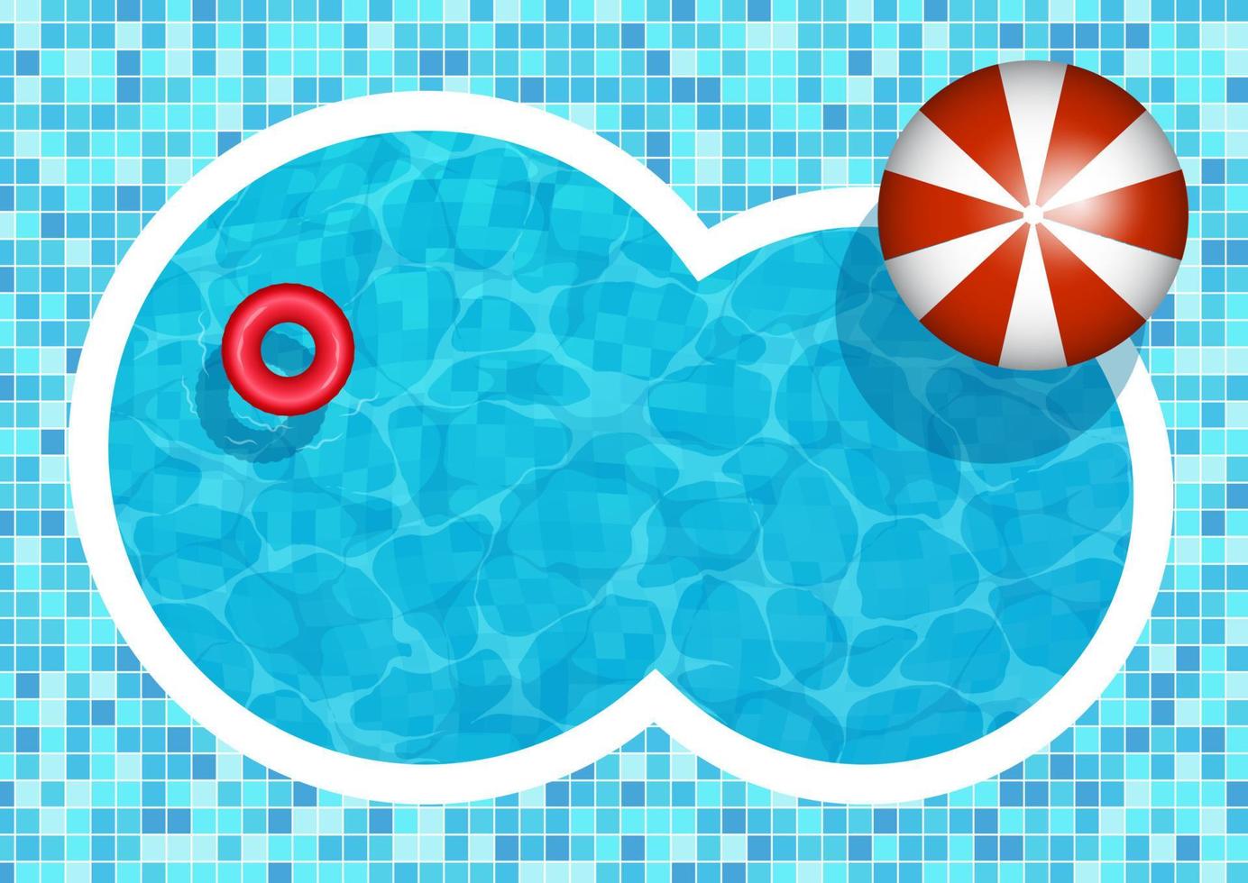 Swimming pool background with umbrella and rubber ring vector