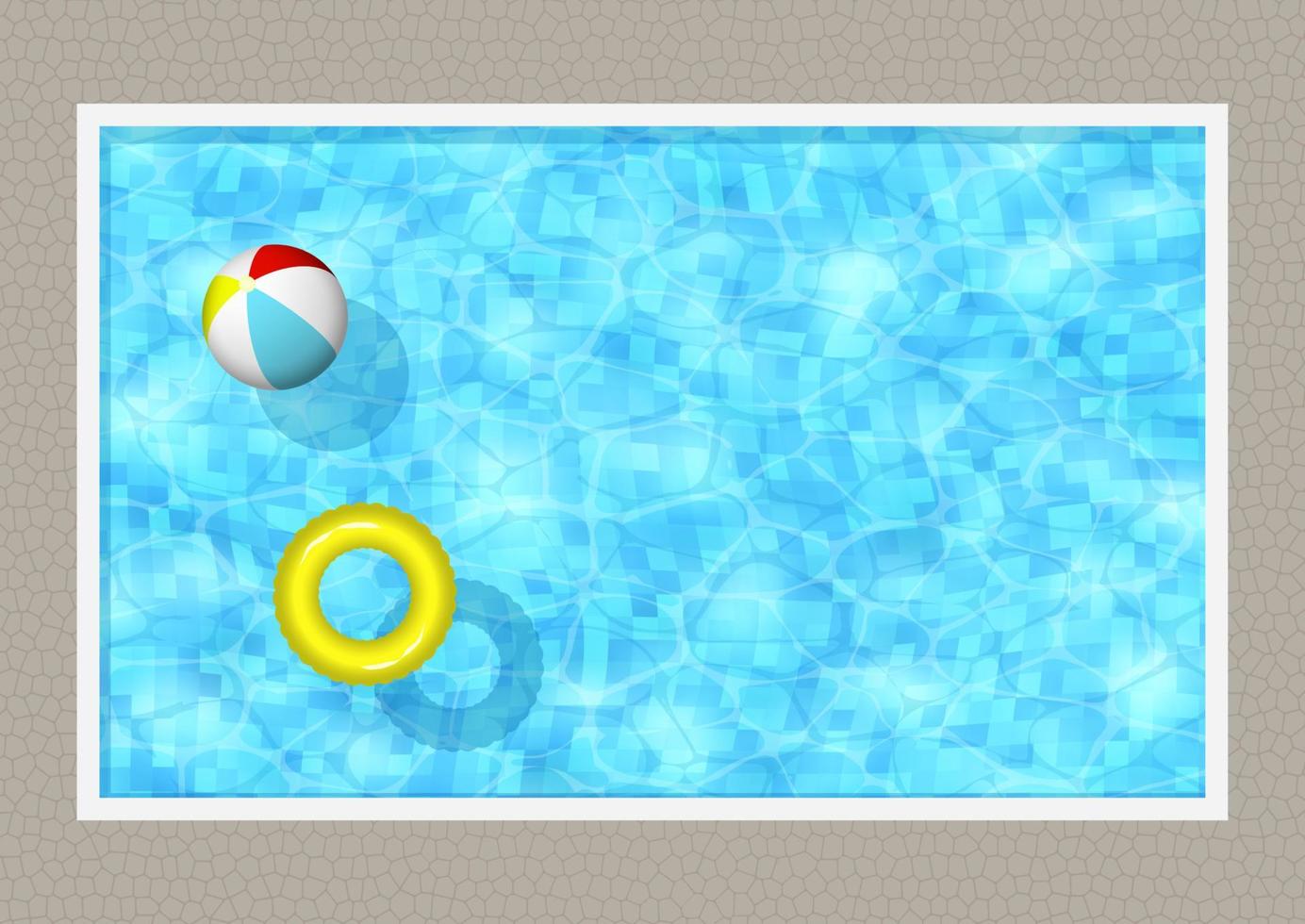 Swimming pool design with rubber ring and beach ball vector