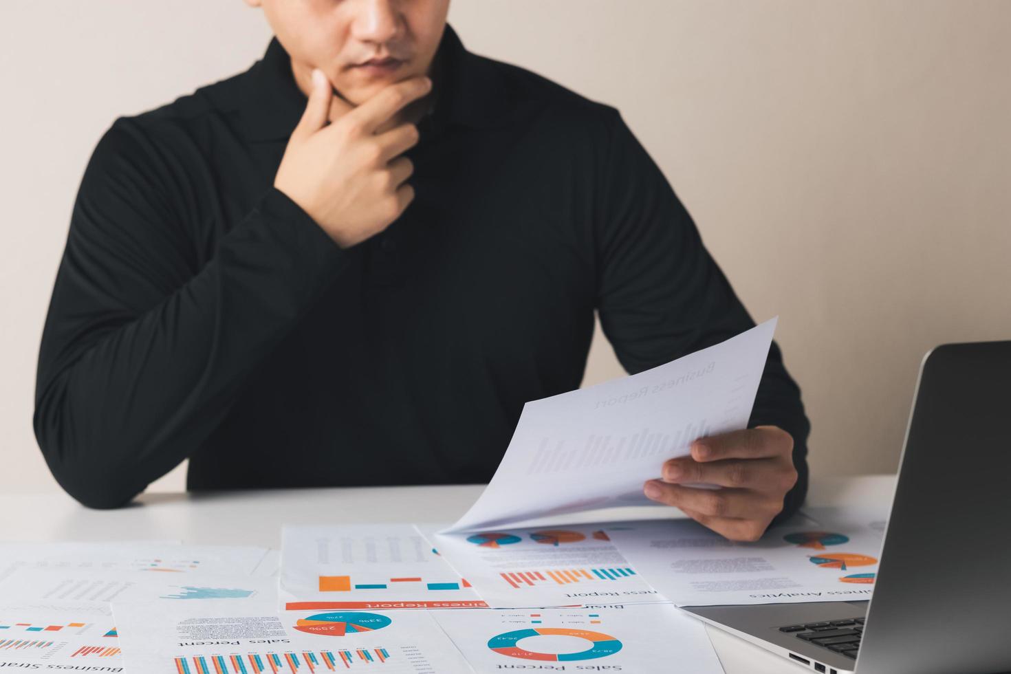 businessman working in the office with documents on their desks Planning to analyze financial reports business plan investment financial analysis concept. photo