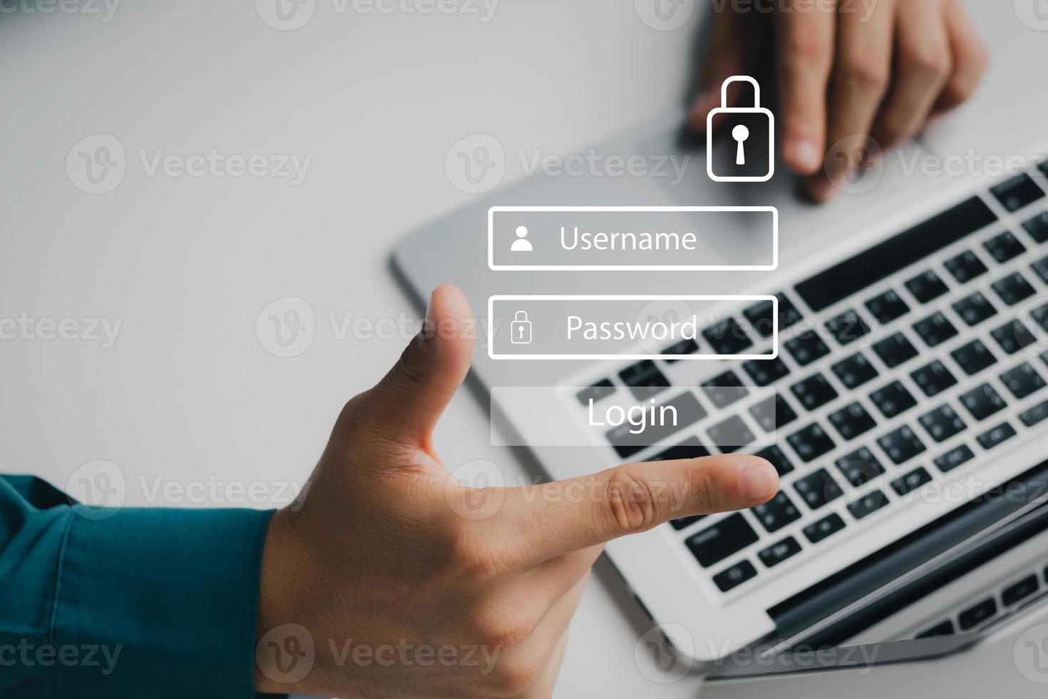 Concept of cybersecurity, cybersecurity and login and password, information security and encryption, secure Internet access, future technology and cybernetics. photo