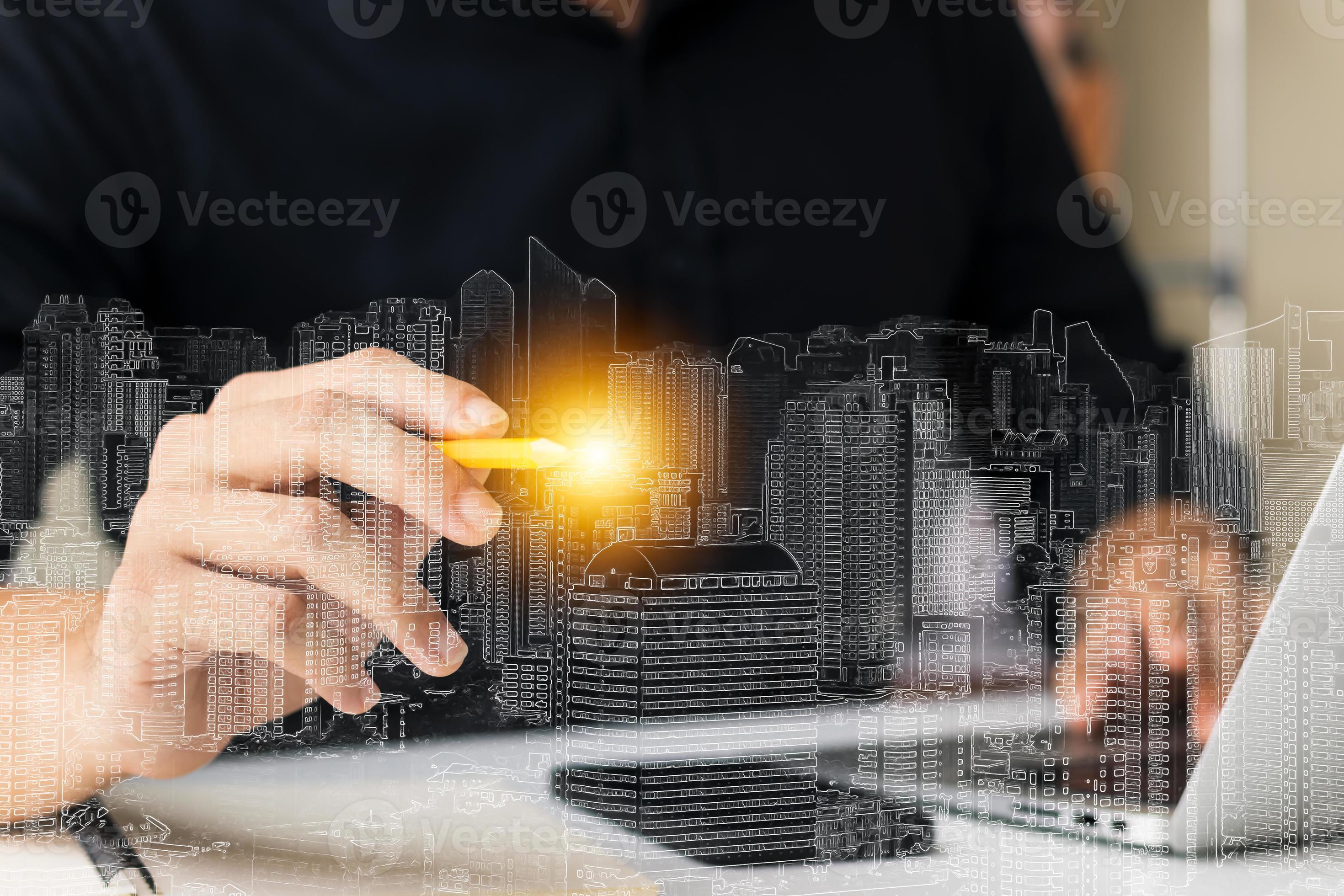 Architectural engineering concepts with engineers and architects ...