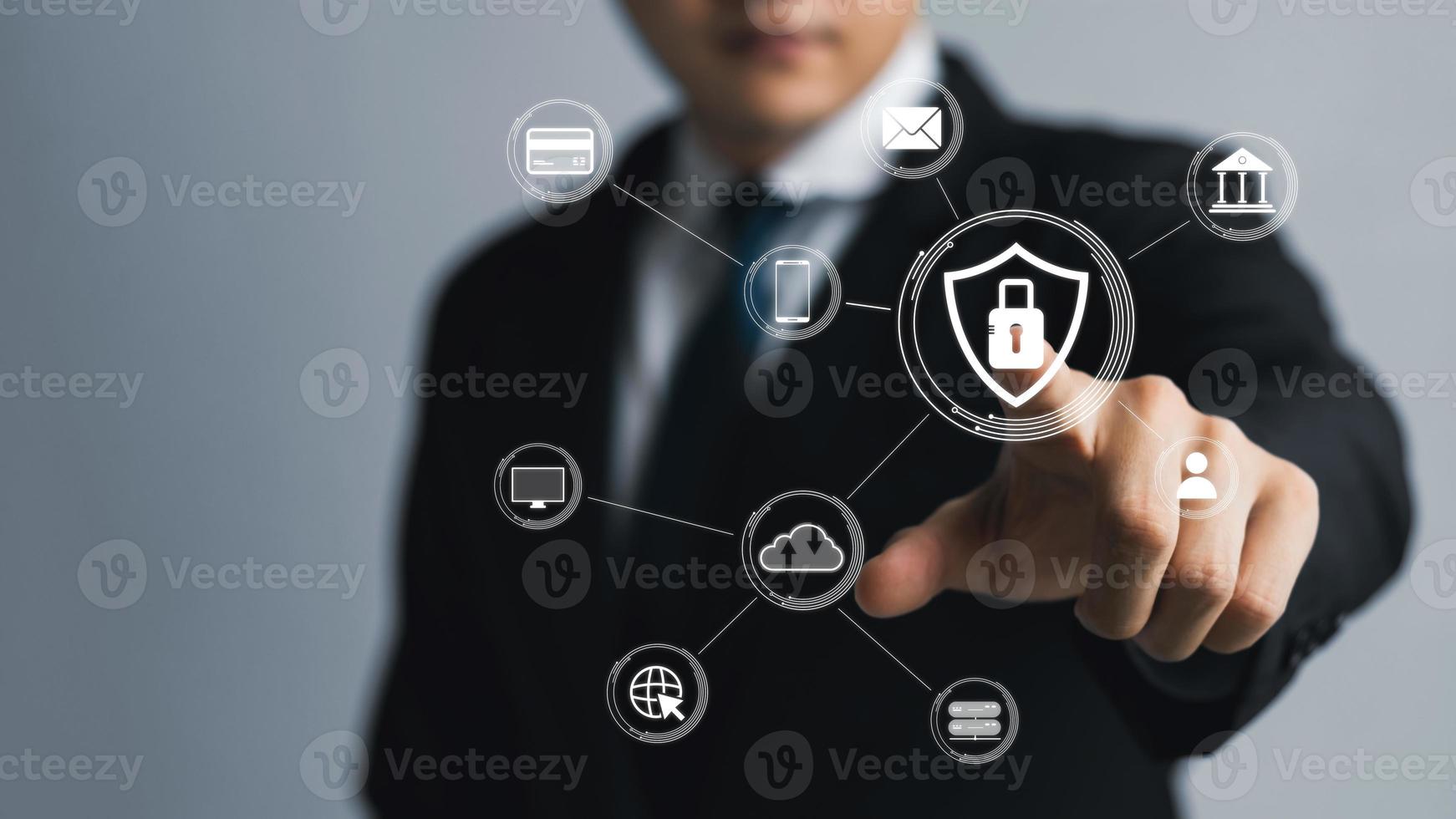 cybersecurity concept, user privacy security and encryption, secure internet access Future technology and cybernetics, screen padlock. photo